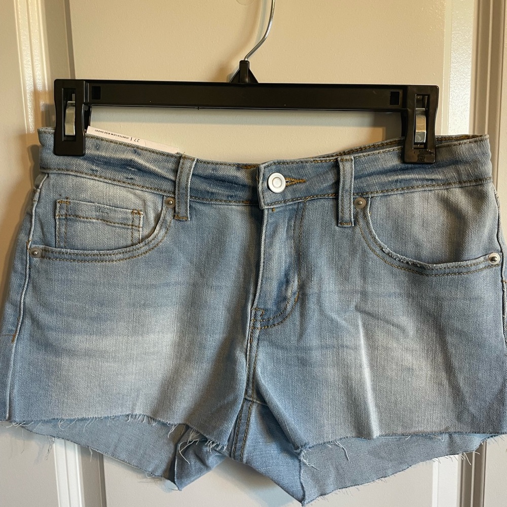 bp Light Blue Jean Shorts with Frayed Edges